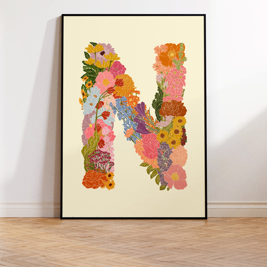 The Floral Letter N Print