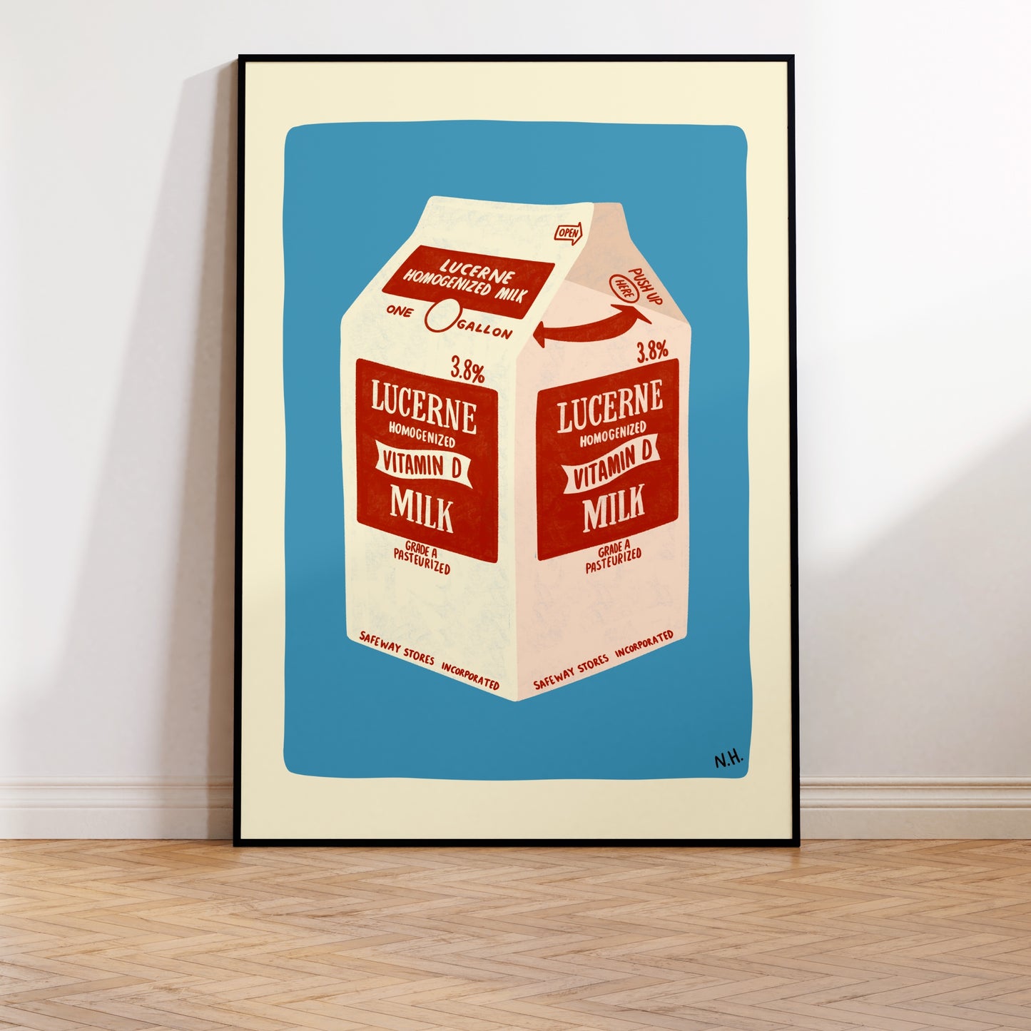 The Milk Carton Print on Blue