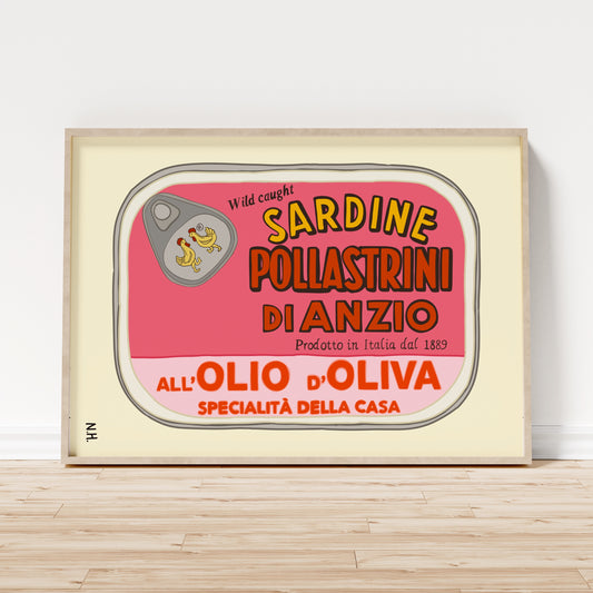 The Pink Sardines on White Print