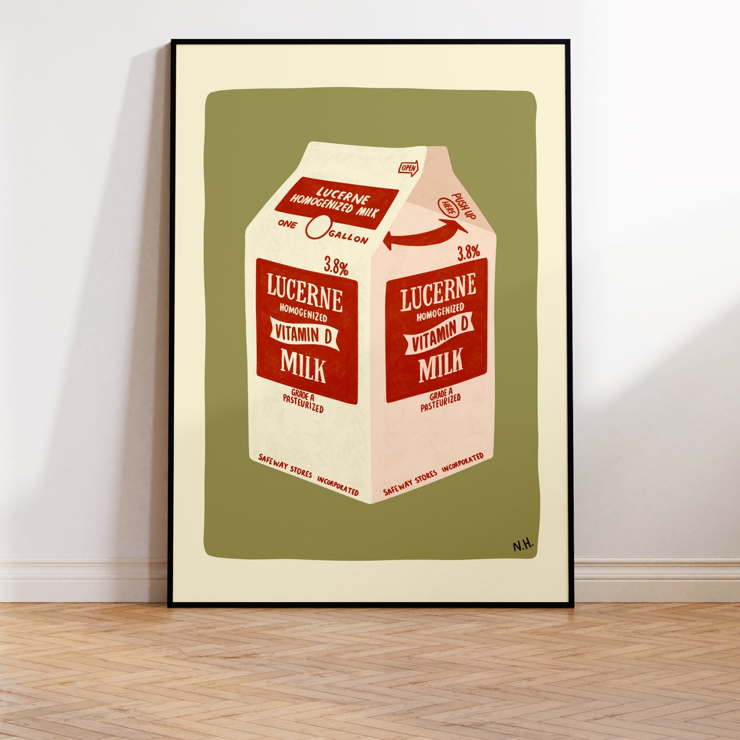 The Milk Carton Print on Green