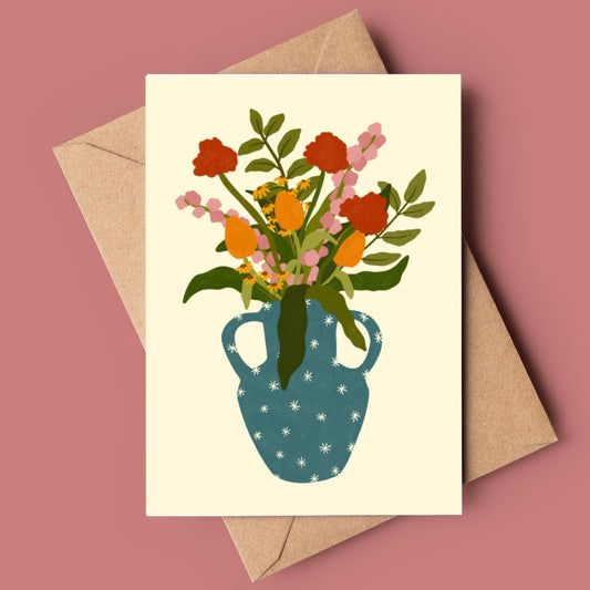 The Blue Star Vase Card 10 pack